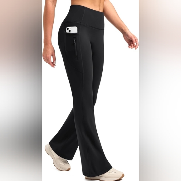 Santiny Pants - Sleek Black Flare Leg Joggers with Pocket 0145